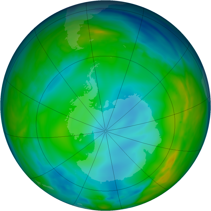 Antarctic ozone map for 13 June 2005